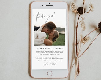 BLAIR Minimalist Electronic Wedding Thank You Card Template, Modern Phone Thank You, Boho Digital Text Message Thank You HARLOW