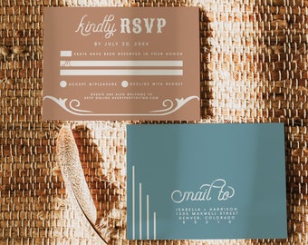 Rsvp Kartenvorlage, druckbare Rsvp Karte, sofortiger Download Antwortkarte, Hochzeit Rsvp Karte bearbeitbar, Western Rodeo Cowboy WYNONA