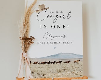 CHEYENNE Horse Birthday Welcome Sign, Cowgirl Birthday Welcome Sign Printable, Ranch Birthday Welcome Sign, Bohemian Little Cowgirl Birthday