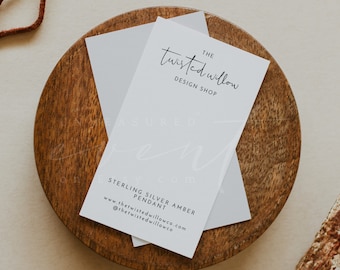 Modèle de carte de présentation minimaliste pour bijoux ADELLA, imprimable, moderne et simple, modèle de carte de présentation de collier simple, net et minimaliste, marque de produit