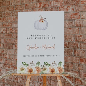 BERNSTEIN Kürbis Hochzeit Willkommen Schild Vorlage, Herbst Hochzeit Willkommen, Halloween Hochzeit Willkommen, Herbst Ernte Hochzeit Willkommen Printable DIY