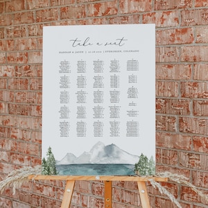 CLOVER Mountain Sitzplan, Sitzplan Vorlage, Sitzplan für Hochzeiten, Alphabetischer Sitzplan