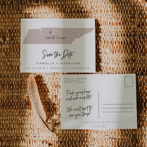 QUINN Tennessee Save the Date Template, Tennessee Map Save the Date Postcard, Viaggio a tema matrimonio, Avventura matrimonio Save the Date fai da te
