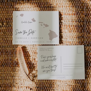 QUINN Hawaii Map Save the Date Template, Hawaii Wedding Save the Date Template, Inviti di viaggio, Matrimonio a tema viaggio, Inviti Hawaii