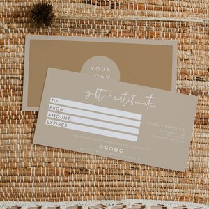Modello di buono regalo per piccole imprese INDIE, buono regalo stampabile, buono regalo Boho color terra beige crema Fotografia Etsy fai da te