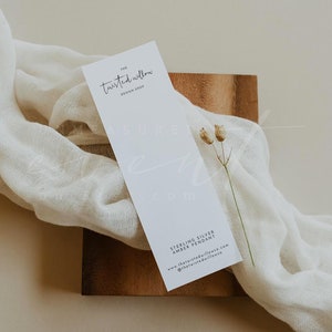 ADELLA Schede espositive minimaliste per prodotti, schede per gioielli, schede espositive con fiocco moderne, etichette per segnalibri con marchio semplice, pulito e audace, elastici per capelli