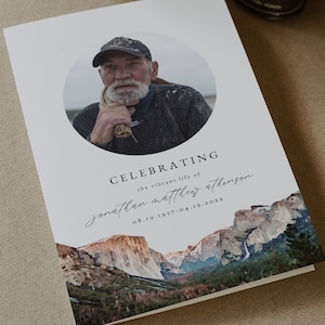 YOSEMITE Funeral Program Template, Funeral Program Template for Men or Women, Foldable Funeral Program Memorial Service National Park DIY