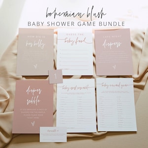 MARLO Baby Shower Game Printable Template Bundle Editable Girl Baby Shower Games, Blush Baby Shower Games, Girl Baby Shower Game Set
