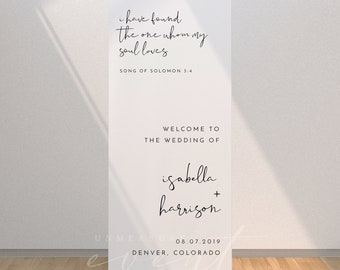 ADELLA Minimalist Long Wedding Welcome Banner, Wedding Welcome Sign, Song of Solomon Welcome Retractable Banner, Tall Modern Welcome Sign
