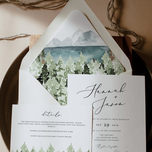 Invitations & Announcements Paper Outdoor Mountain Wedding Decor