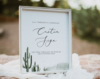 ELEANOR Cactus 8x10" Custom Sign Template, Cactus Wedding Signs, Cactus Baby Shower Signs, Cactus Bridal Shower Signs, Desert Wedding Sign