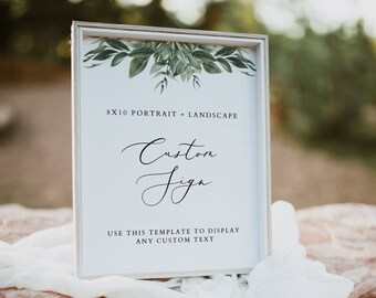 LANA Greenery Hochzeitsschild Vorlage, Benutzerdefinierte 8x10 Zeichen Bundle, Garten Hochzeit Schilder, In liebevoller Erinnerung, Bar Schild, sofortiger Download Templett