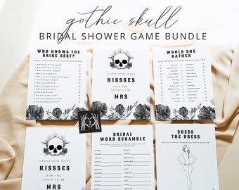 NOVA Bridal Shower Game Bundle, Skull Bridal Shower Games, Printable Halloween Bridal Shower Games Instant, Gothic Til Death Do Us Part