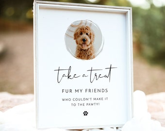 ADELLA Minimalist Wedding Favor Sign Template, Modern Dog Treat Wedding Favors Sign, Pet Treat Favor Sign, Simple Biscuit Bar Sign