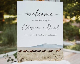 CHEYENNE Wild Horses Wedding Welcome Sign Template, Horse Wedding Welcome Sign, Ranch Wedding Welcome, Cowboy Wedding, Western Welcome DIY