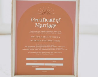 70's Wedding Marriage Certificate Template, Hippie Wedding Certificate of Marriage, Groovy Handfasting Certificate, Instant DIY TRIXIE