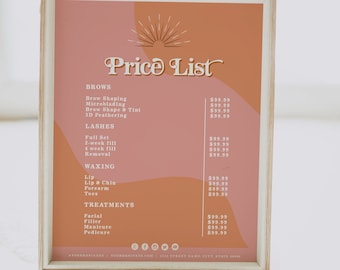 Retro Price List Template, Business Price List Printable, 70's Themed Price List, Small Business Price List, Groovy Branding Instant TRIXIE