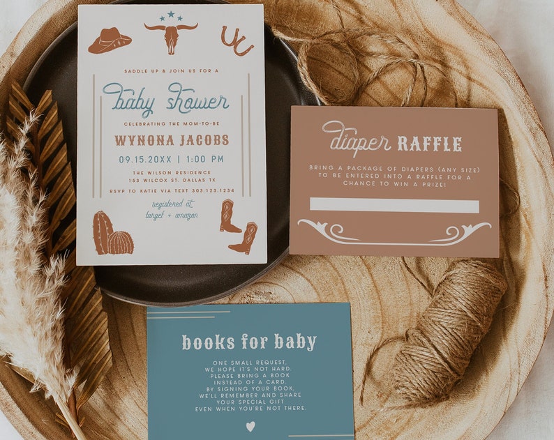 Rodeo Baby Shower Invitation Suite Cowboy Baby Shower Invite Western Baby Shower Invitation Ranch Baby Shower Southwestern