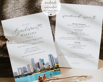 MIAMI Bachelorette Invitation Template, Miami Itinerary Template, Fully Editable Watercolor Miami Invitation, Miami Birthday Weekend Evite