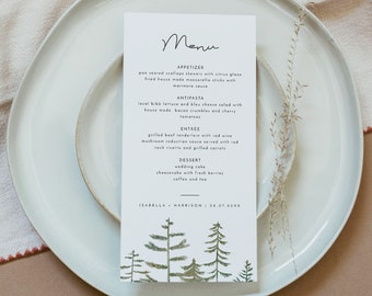 TIMBER Pine Wedding Menu Template, Forest Wedding Menu, Mountain Wedding Menu, Printable Wedding Menu, Woodland Menu Template Instant DIY