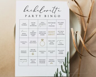 ELEANOR Bachelorette Bingo Game Printable, Cactus Bachelorette Games, Final Fiesta Bachelorette Bar Games Instant Desert Boho Bingo Card DIY