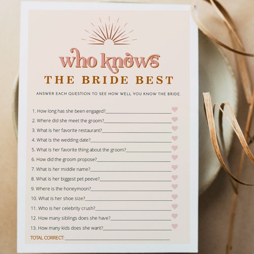 RETRO 70s Bridal Shower Game Who Knows the Couple Best - Etsy