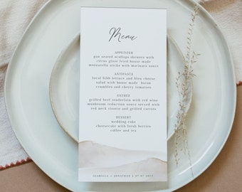 AMELIA | Desert Wedding Menu Template, Beach Wedding Menu, Printable Wedding Menu, Wedding Menu Template, Menu Card Template, Instant