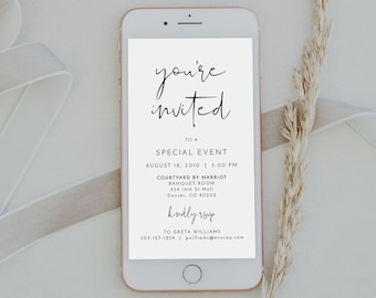 ADELLA Minimalist You're Invited Text Message Invitation Template, Minimalist You're Invited Evite Instant Download, Business Invitation