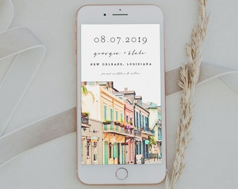 NOLA New Orleans TEXT Save the Date Template Evite, French Quarter Electronic Save the Date, Wedding Save the Date Text Invite Instant DIY