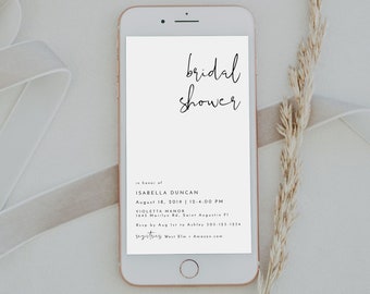 ADELLA Minimalist Electronic Bridal Shower Invitation Template, Modern Bridal Shower Invitation, Text Message Evite Instant Download