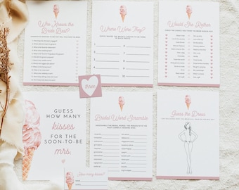 CLARA vrijgezellenfeest spelbundel, ijs vrijgezellenfeest spellen, afdrukbare vrijgezellenfeest spellen direct downloaden, She's Been Scooped Up Bridal