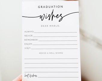 MARLO Graduation Advice and Wishes Card, Simple Graduation Advice Card, Modern Graduation Party Game, Minimalist Graduation WisheS MARLO