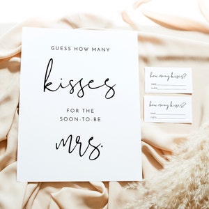 ADELLA PRINTED + SHIPPED Kisses for Mrs Bridal Shower Game Set, Modern Minimalist Bridal Shower Games, Bridal Shower Games and Activities