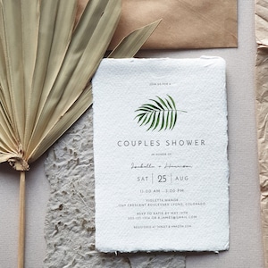 CATE Modern Palm Couples Shower Invitation Template, Tropical Couples Shower Invitation Printable, Beach Couples Shower Engagement Instant