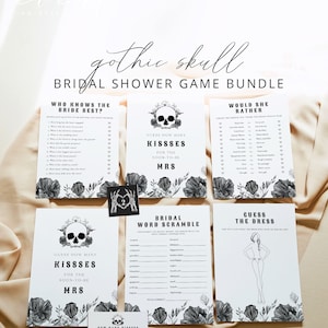 NOVA Bridal Shower Game Bundle, Skull Bridal Shower Games, Printable Halloween Bridal Shower Games Instant, Gothic Til Death Do Us Part