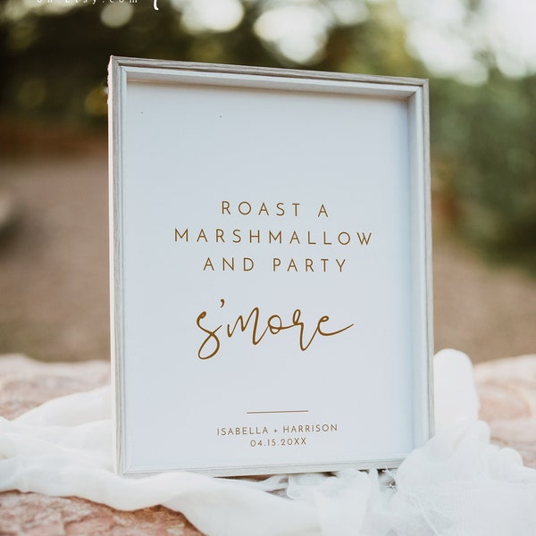 INDIE Printable S'mores Sign Template Modern Bohemian Wedding S'mores Station Poster Boho Terracotta Wedding Signage Editable Templett