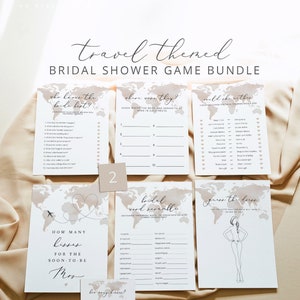CARMEN Bridal Shower Game Bundle, Travel Themed Bridal Shower Games, Printable Bridal Shower Games Instant Download, Destination World Map