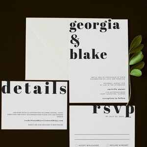 Modern Wedding Invitation Suite Templates, Black and White Wedding Invitations, Minimalist Wedding Invites, Wedding Set Templates Bold RILEY image 5