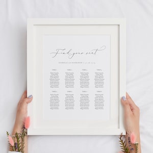 EVELYN Minimalist 8x10 Seating Chart Template, Script 8 Table Seating Chart Printable, Small Wedding Seating Chart, 12 Table Seating Chart