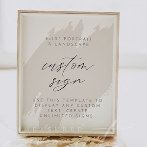 AYSHA Custom 8x10 Sign Template, Earth Tone Creamy Beige Baby Shower Signs, Tabletop Signs Printable, Bohemian Wedding Signs Instant DIY
