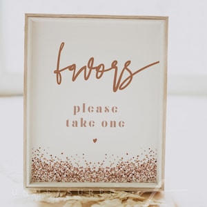 Sjabloon REGINA vrijgezellenfeest gunstbord, roségouden recept, één bord, blush glitterreeks vrijgezellenfeest laat een traktatie achter afdrukbare DIY