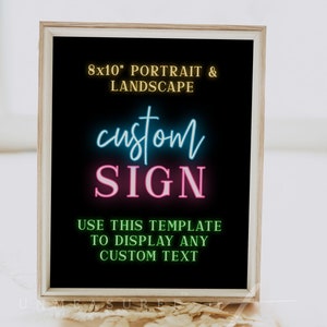 LOLA Glow Party Custom Sign Template, Let's Glow Crazy Custom Sign Printable, Neon Birthday Party Table Top Signs Instant Download Editable