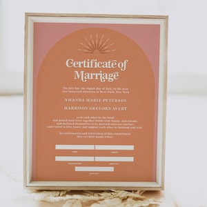 70er Jahre Hochzeit Zertifikat, Heiratsurkunde, Hippie Hochzeit, Heiratsurkunde, Groovy Handfasting Urkunde, Instant DIY TRIXIE