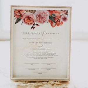 LYRA Herbst Heiratsurkunde Vorlage, Herbst Heiratsurkunde, druckbare Hochzeitsurkunde, Boho Heiratsurkunde Andenken