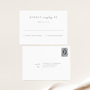 Minimalist RSVP Card Template, Minimalistic RSVP Card Template, Modern Wedding RSVP Postcard Printable Reply Card New York City nyc diy