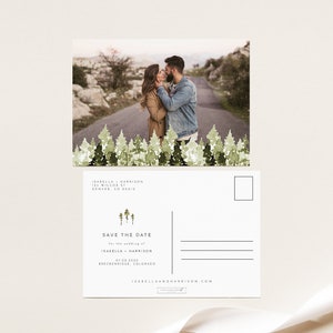 JENNA Kiefer Foto Save the Date Vorlage, Bild Save the Date Postkarte, Foto Save the Date Postkarte, Wald Save the Date Karten