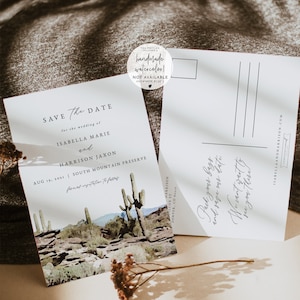 SOUTH MOUNTAIN Preserve Save the Date Postcard, Phoenix Save the Date Printable, Arizona Save the Date, Watercolor Desert Save the Date DIY