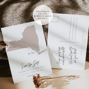 QUINN New York Map Speichern Sie das Datum Vorlage, NYC Karte Speichern Sie die Datumspostkarte druckbare, Long Island Speichern Sie das Datum, Blush Karte Evite Sofort DIY