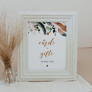 ARBOR Herbst Karten und Geschenke Zeichen druckbare, Boho Karte Tischschild Vorlage, Feder Hochzeit Karte Tischschild, Boho Karte Zeichen, Herbst Zeichen
