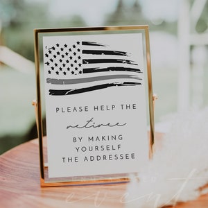 Thin Gray Line Retirement Addressee Sign Printable, Thin Grey Line Flag Custom 5x7&quot; Sign, Corrections Retirement Party Signs DIY EDITABLE